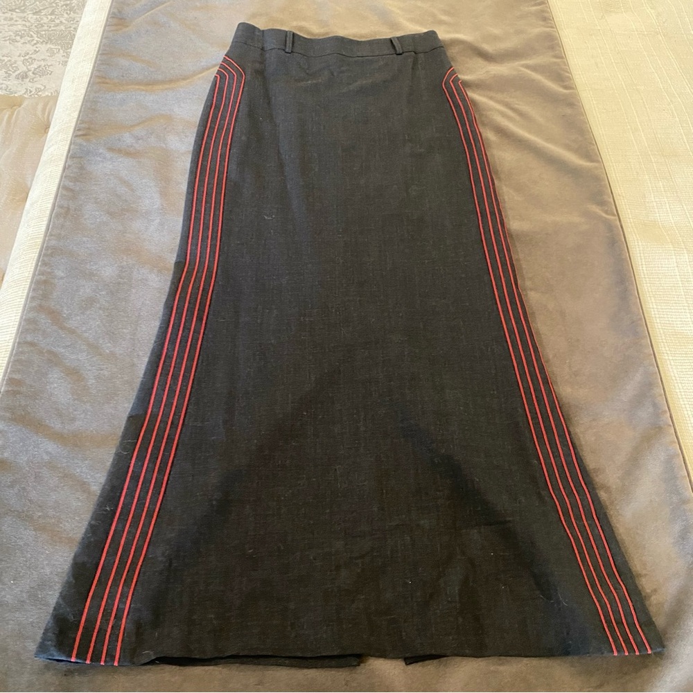 Andy The ANH for POW Skirt Wool Blend Maxi Gray Red Embroidery Size 4